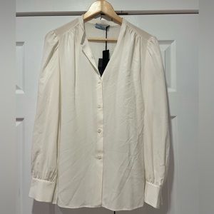 PRADA 100% Silk Off White Blouse. Size 48 - Brand New w Tags